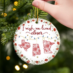 Custom Long Distance Ceramic Ornament - Personalized Best Friend Christmas Birthday Gifts For Women, Besties, Sisters, BFF - Far Yet Always Close