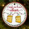 Custom Long Distance Ceramic Ornament - Personalized Best Friend Christmas Birthday Gifts For Women, Besties, Sisters, BFF - Miles Apart Hearts Aligned