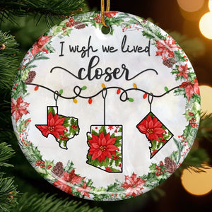 Custom Long Distance Ceramic Ornament - Personalized Best Friend Christmas Birthday Gifts For Women, Besties, Sisters, BFF - Distance Fades Friendship Stays
