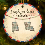 Custom Long Distance Ceramic Ornament - Personalized Best Friend Christmas Birthday Gifts For Women, Besties, Sisters, BFF - Friendship Travels Any Mile