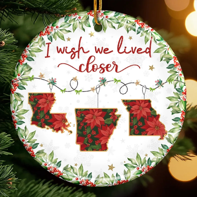 Custom Long Distance Ceramic Ornament - Personalized Best Friend Christmas Birthday Gifts For Women, Besties, Sisters, BFF - No Miles Between Hearts