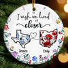 Custom Long Distance Ceramic Ornament - Personalized Best Friend Christmas Birthday Gifts For Women, Besties, Sisters, BFF - Far Away Yet Always Connected