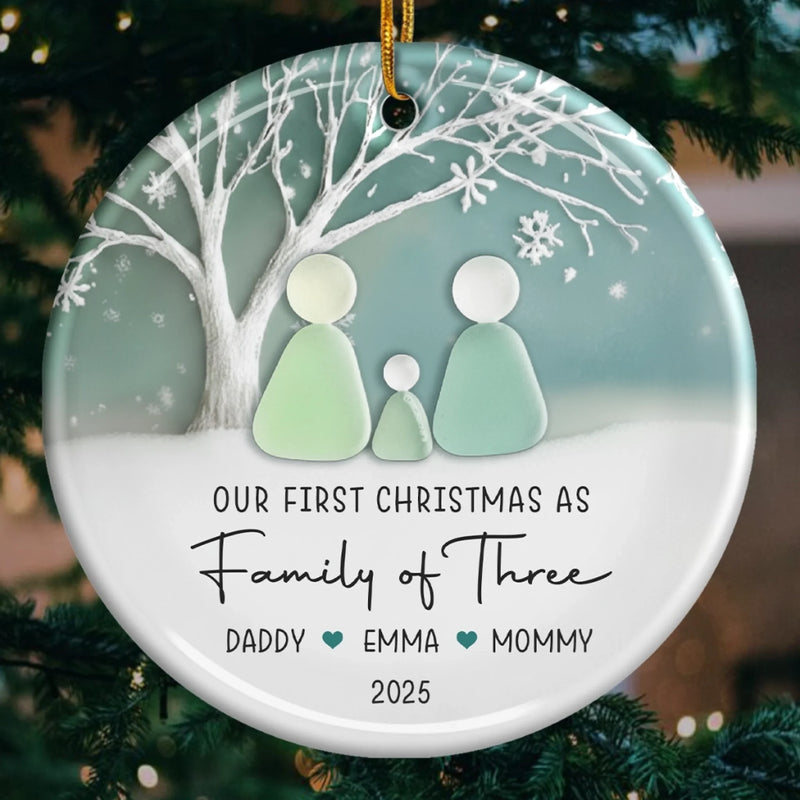 Custom Sea Glass Ceramic Ornament - Personalized Christmas Birthday Gifts For Mom, Dad, Brother, Sister, Kids, Beach Lovers - Anchored In Each Other
