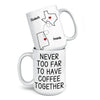 Custom Long Distance Mug - Personalized Best Friend Christmas Birthday Gifts For Women, Besties, Sisters, BFF - Never Too Far To Have Coffee Together