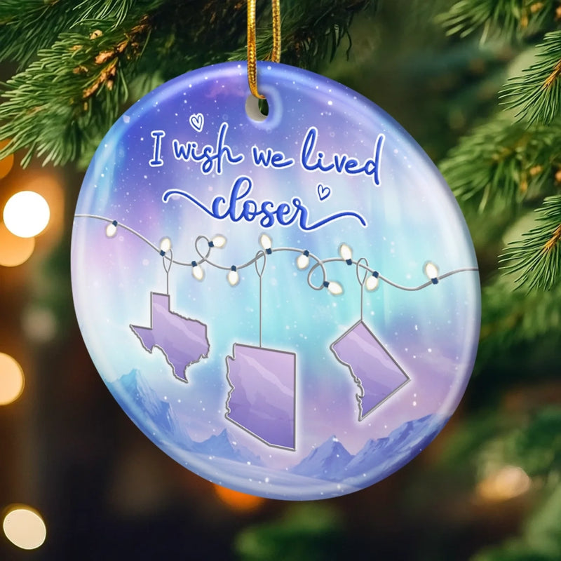 Custom Long Distance Ceramic Ornament - Personalized Best Friend Christmas Birthday Gifts For Women, Besties, Sisters, BFF - No Map Can Measure Us