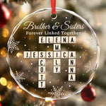 Custom Scrabble Circle Glass Ornament - Personalized Christmas Birthday Gifts For Brother, Sister - Forever Linked, Always Aligned