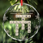Custom Scrabble Circle Glass Ornament - Personalized Christmas Birthday Gifts For Brother, Sister - Forever Linked, Always Aligned