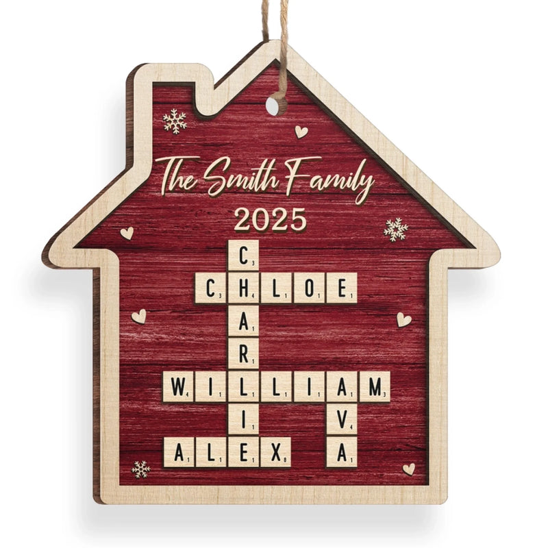 Custom Scrabble Wood Ornament - Personalized Christmas Birthday Gifts For Mom, Dad, Brother, Sister, Kids - Our Home, One Letter At A Time