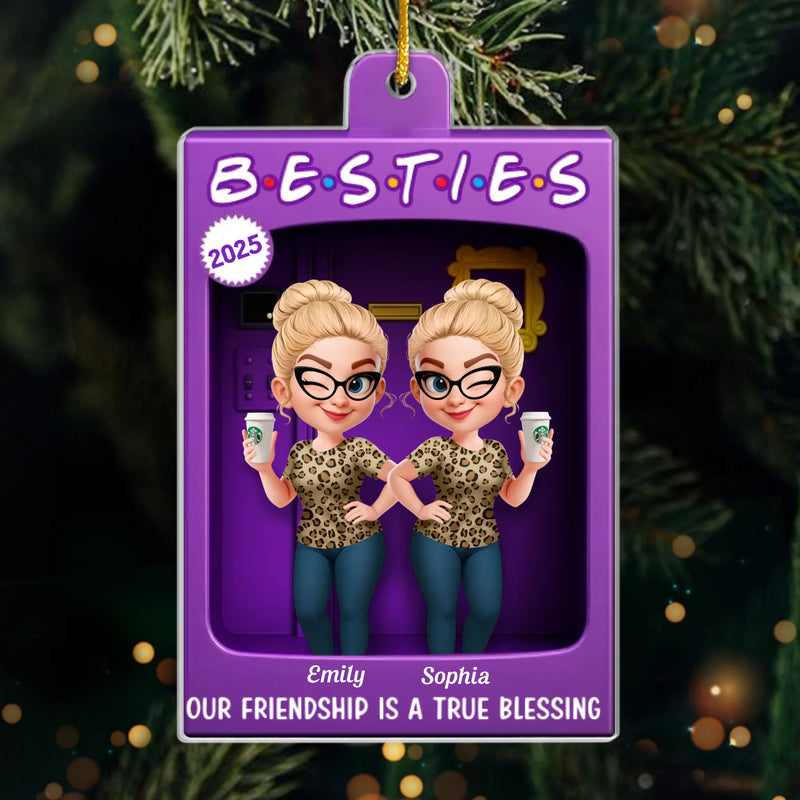 Custom Acrylic Ornament - Personalized Best Friend Christmas Birthday Gifts For Women, Besties, Sisters, BFF - Merry Moments With My Besties