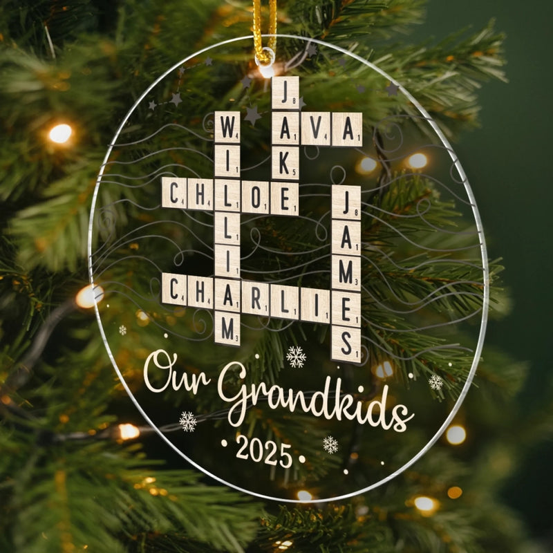Custom Scrabble Acrylic Ornament - Personalized Christmas Birthday Gifts For Grandpa, Grandma - Home Made Of Words