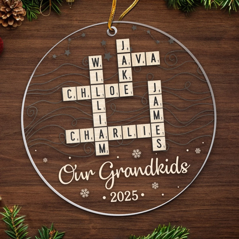 Custom Scrabble Acrylic Ornament - Personalized Christmas Birthday Gifts For Grandpa, Grandma - Home Made Of Words