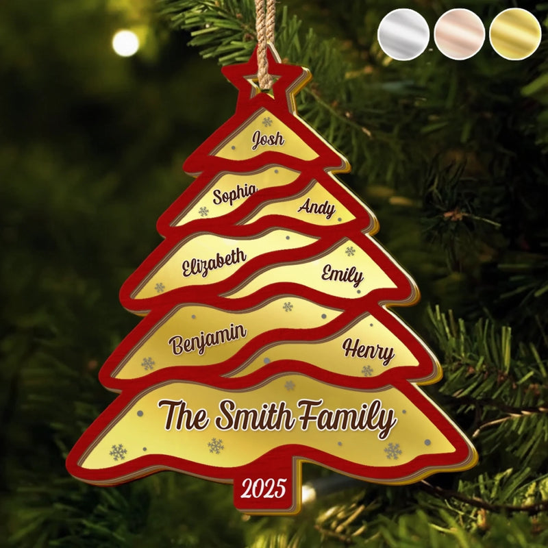 Custom Wooden Mirror Acrylic Ornament - Personalized Christmas Birthday Gifts For Mom, Dad, Brother, Sister, Kids - Merry Hearts Always