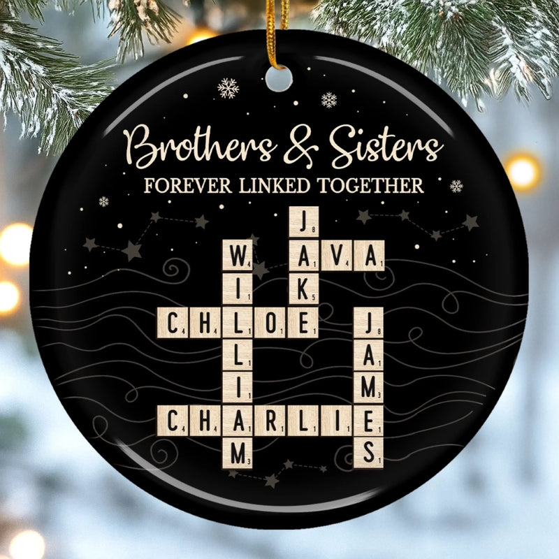 Custom Scrabble Ceramic Ornament - Personalized Christmas Birthday Gifts For Brother, Sister - Family Spelled Here