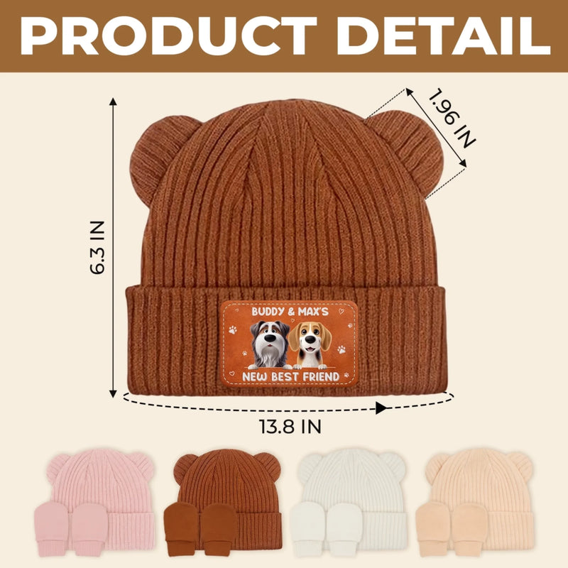 Custom Baby Beanie And Mittens Set - Personalized Baby Shower, Gender Reveal Gifts For New Moms, New Dads, New Parents, Dog Cat Lovers - Love Wrapped Warm