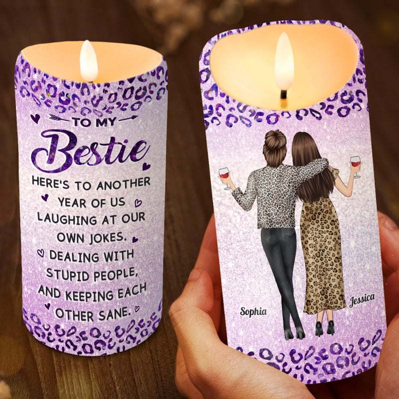 Custom LED Candle - Personalized Best Friend Birthday Gifts For Women, Besties, Sisters, BFF - Laughter Is Our Love Language
