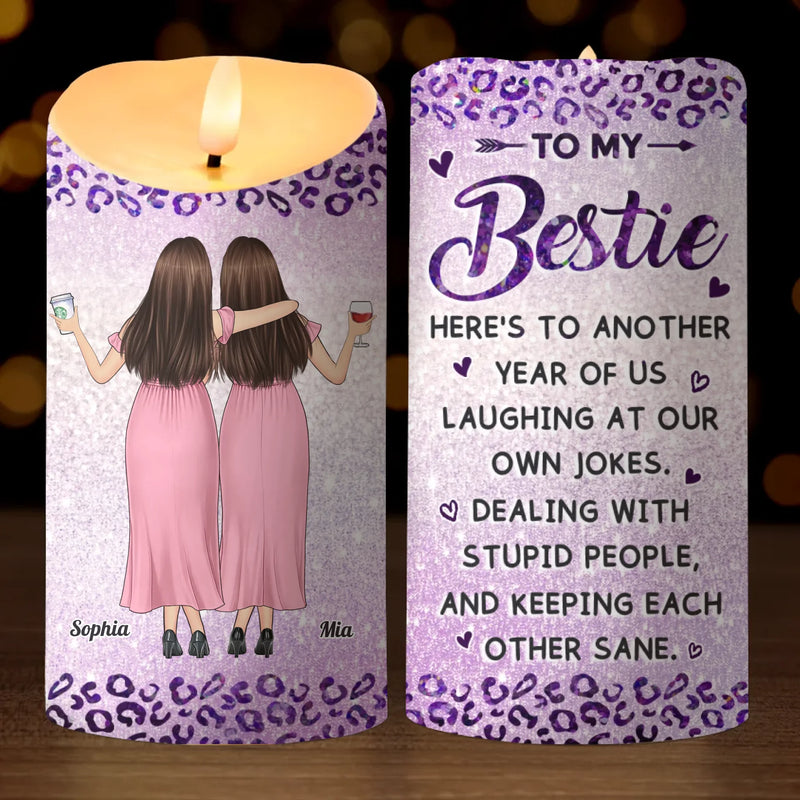 Custom LED Candle - Personalized Best Friend Birthday Gifts For Women, Besties, Sisters, BFF - Laughter Is Our Love Language