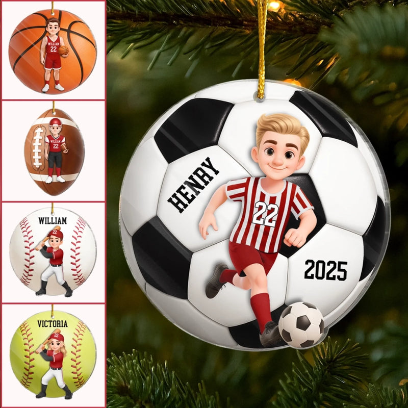 Custom Acrylic Ornament - Personalized Christmas Birthday Gifts For Football, Baseball, Basketball, Soccer Lovers, Sports Fans, Sports Lovers - No Limits Just Goals