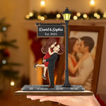 Custom Name Romantic Christmas Couple Gifts - Personalized Wooden Plaque With Flat Stand