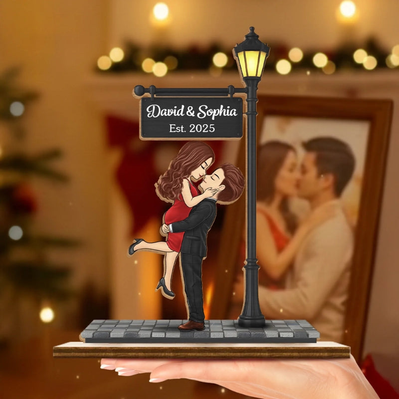 Custom 2-Layered Wooden Plaque - Personalized Anniversary Wedding Gifts For Husband And Wife, Him And Her - A Kiss That Wrote Our Forever