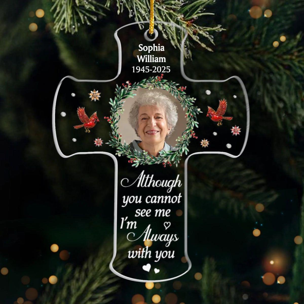 Custom Photo Cardinal Acrylic Ornament - Personalized Christmas Memorial Sympathy Gifts For Loss Of Mom, Dad - Your Spirit Lives Within Me