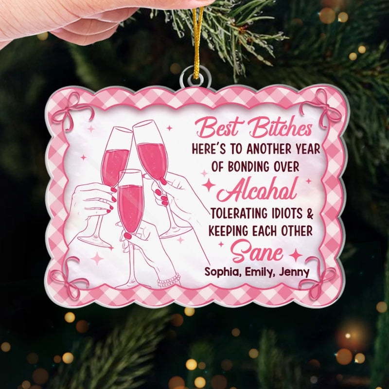 Custom Acrylic Ornament - Personalized Best Friend Christmas Birthday Gifts For Women, Besties, Sisters, BFF - Sleigh Bells And Shared Laughs