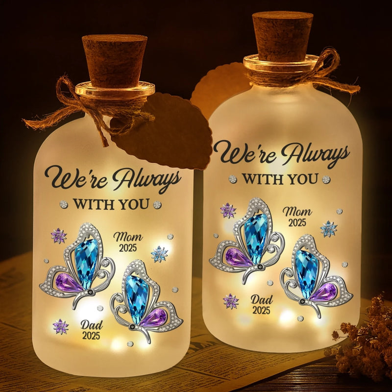 Custom Cardinal Glass Bottle LED Light - Personalized Christmas Memorial Sympathy Gifts For Loss Of Mom, Dad - Always Remembered Always Loved