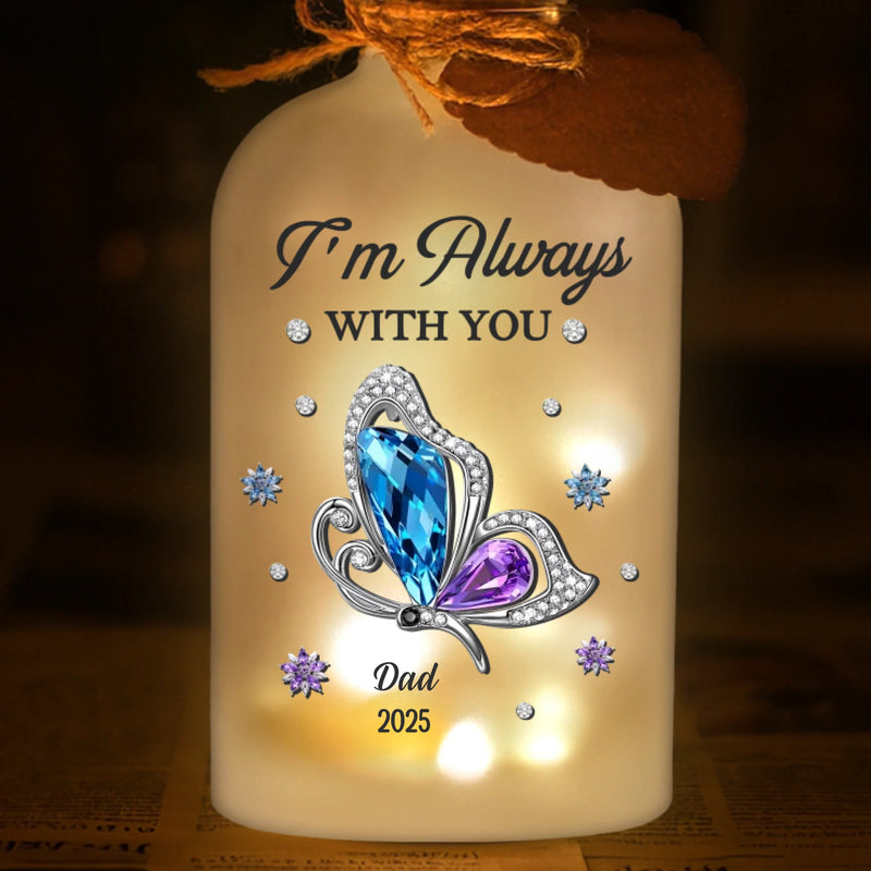 Custom Cardinal Glass Bottle LED Light - Personalized Christmas Memorial Sympathy Gifts For Loss Of Mom, Dad - Always Remembered Always Loved