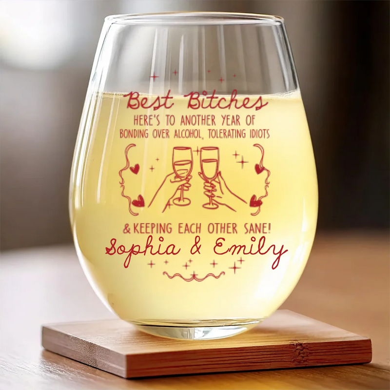 Custom Wine Glass - Personalized Best Friend Birthday Gifts For Women, Besties, Sisters, BFF - Moments Aged Perfectly