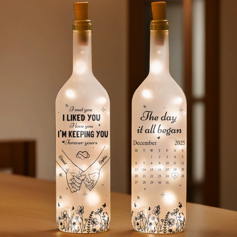 Custom Bottle Lamp - Personalized Anniversary Wedding Gifts For Husband And Wife, Him And Her - Our Love Shines Forever