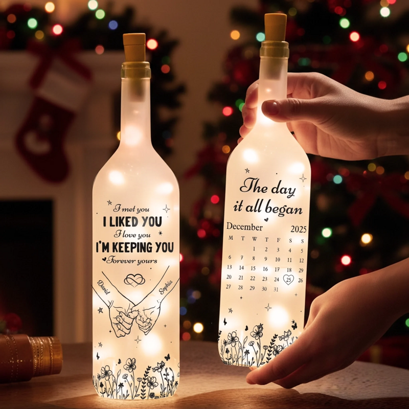 Custom Bottle Lamp - Personalized Anniversary Wedding Gifts For Husband And Wife, Him And Her - Our Love Shines Forever