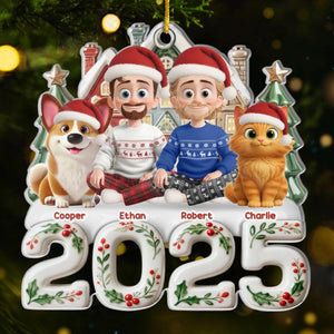 Custom Acrylic Ornament - Personalized Christmas Birthday Gifts For Family, Dog Cat Lovers - Where Hearts Meet, Holidays Begin