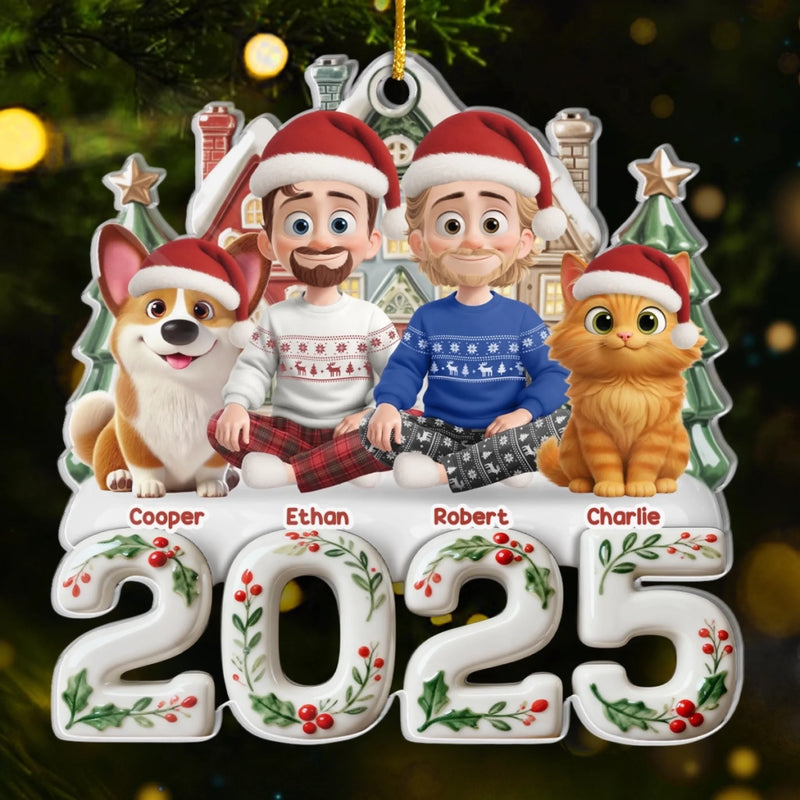 Custom Acrylic Ornament - Personalized Christmas Birthday Gifts For Family, Dog Cat Lovers - Where Hearts Meet, Holidays Begin