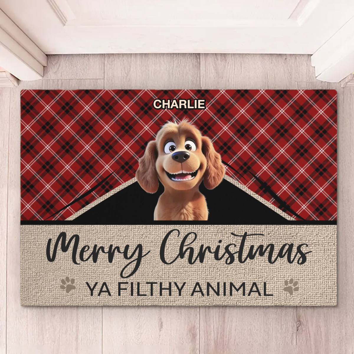 Custom Home Decor Decorative Mat - Personalized  Christmas Birthday Gifts For Dog Cat Lovers, Dog Dad And Mom, Cat Owners - Furry And Festive Troublemakers
