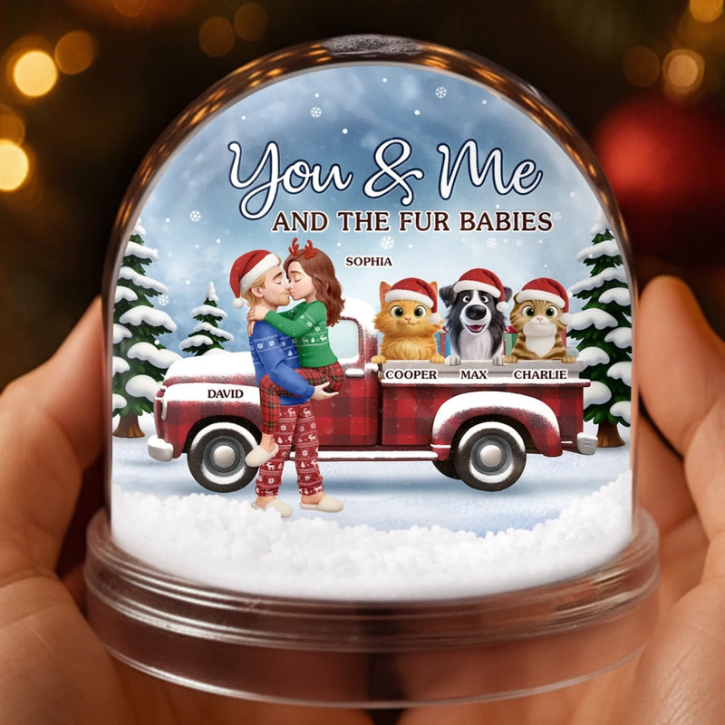 Custom Acrylic Snow Globe - Personalized  Anniversary Christmas Wedding Gifts For Husband And Wife, Dog Cat Lovers, Dog Dad And Mom, Cat Owners - You And Me