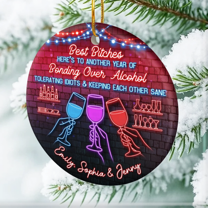Custom Ceramic Ornament - Personalized Best Friend Christmas Birthday Gifts For Women, Besties, Sisters, BFF - Life Glows Brighter With You
