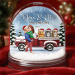 Custom Acrylic Snow Globe - Personalized  Anniversary Christmas Wedding Gifts For Husband And Wife, Gifts For Cat Lovers, Cat Mom And Dad - You Me And The Cat