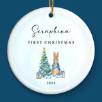Custom Baby First Christmas Ceramic Ornament - Personalized Christmas Baby Shower, Gender Reveal Gifts For New Moms, New Dads, New Parents - Wonder Wrapped In Swaddles