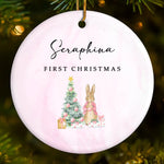 Custom Baby First Christmas Ceramic Ornament - Personalized Christmas Baby Shower, Gender Reveal Gifts For New Moms, New Dads, New Parents - Wonder Wrapped In Swaddles