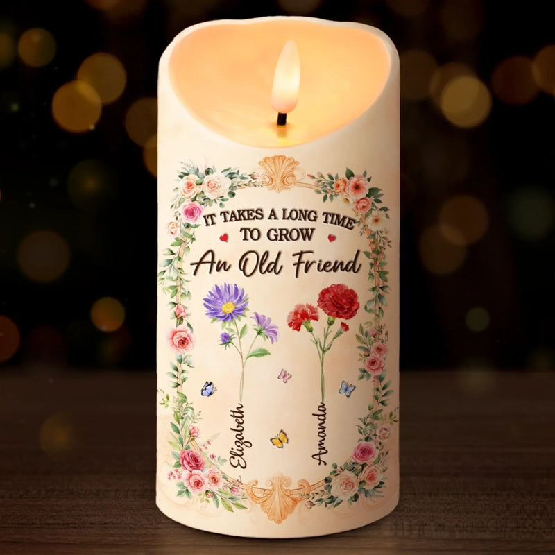 Custom LED Candle - Personalized Best Friend Birthday Gifts For Women, Besties, Sisters, BFF - Shine Through Every Storm