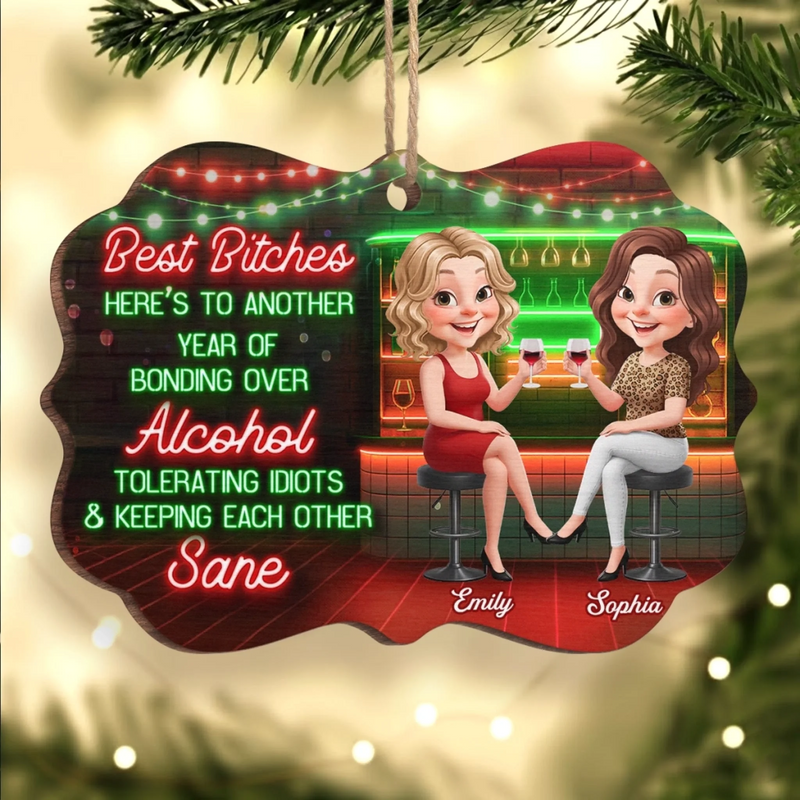 Custom Wood Ornament - Personalized Best Friend Christmas Birthday Gifts For Women, Besties, Sisters, BFF - Laughs That Last A Lifetime