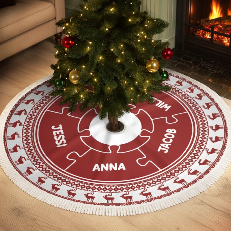 Custom Tree Skirt - Personalized Christmas Birthday Gifts For Mom, Dad, Brother, Sister, Kids - Love Circles Us Here
