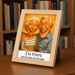 Custom Photo Funny Caricature Puzzle With Wooden Frame - Personalized Anniversary Wedding Gifts For Husband, Wife, Couple - Stuck With Me, Lucky You