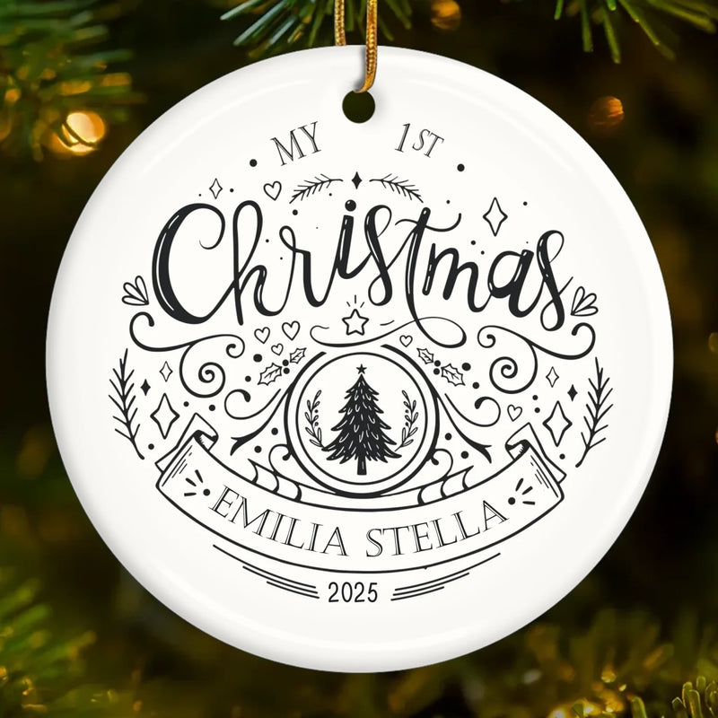 Custom Baby First Christmas Ceramic Ornament - Personalized Christmas Baby Shower, Gender Reveal Gifts For New Moms, New Dads, New Parents - Giggles And Gingerbread
