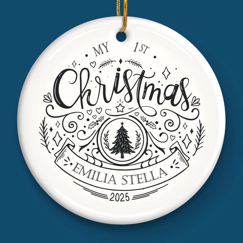 Custom Baby First Christmas Ceramic Ornament - Personalized Christmas Baby Shower, Gender Reveal Gifts For New Moms, New Dads, New Parents - Giggles And Gingerbread