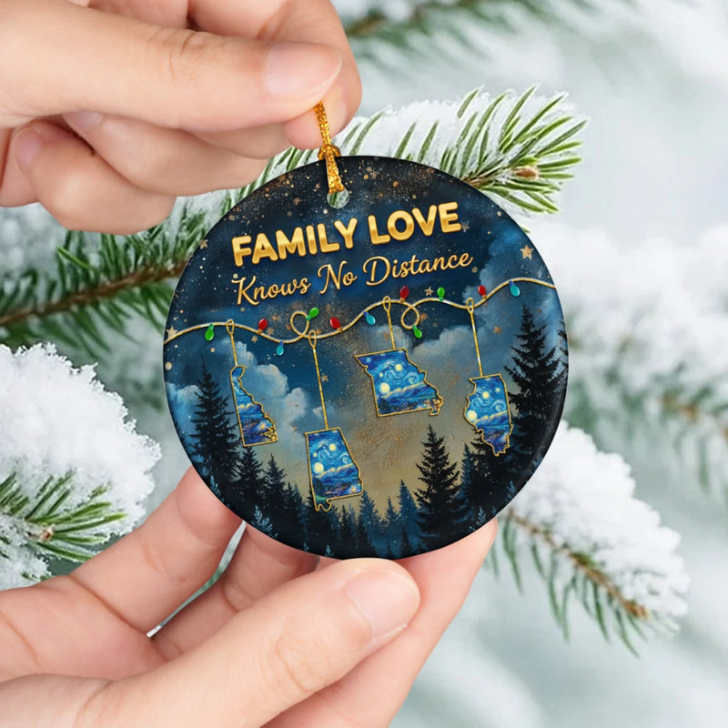 Custom Long Distance Ceramic Ornament - Personalized Best Friend Christmas Birthday Gifts For Sisters, BFF, Best Friends - Hearts Stay Close Across Miles