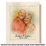 Custom Photo Watercolor Puzzle With Wooden Frame - Personalized Anniversary Wedding Gifts For Husband And Wife, Him And Her - Life’s Sweetest Puzzle,  Complete With You