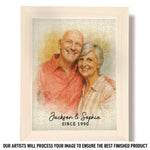 Custom Photo Watercolor Puzzle With Wooden Frame - Personalized Anniversary Wedding Gifts For Husband And Wife, Him And Her - Life’s Sweetest Puzzle,  Complete With You