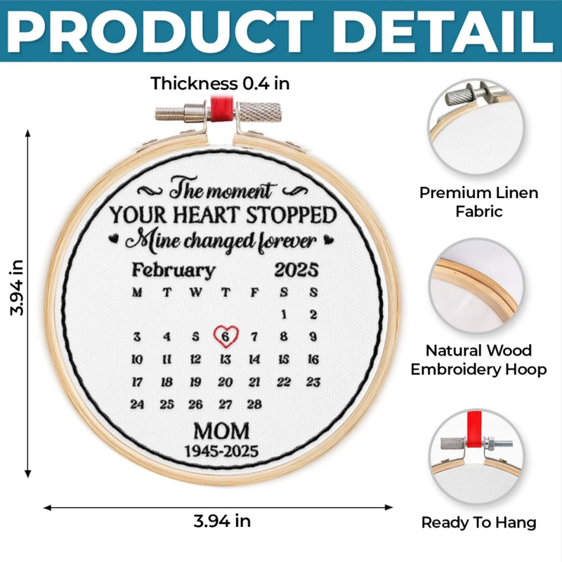Custom Embroidered Ornament - Personalized Christmas Memorial Sympathy Gifts For Loss Of Mom, Dad - Your Memory Lights My Heart