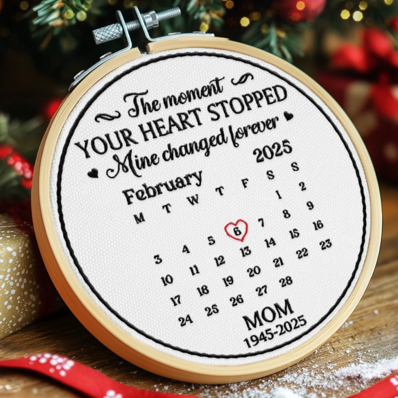 Custom Embroidered Ornament - Personalized Christmas Memorial Sympathy Gifts For Loss Of Mom, Dad - Your Memory Lights My Heart