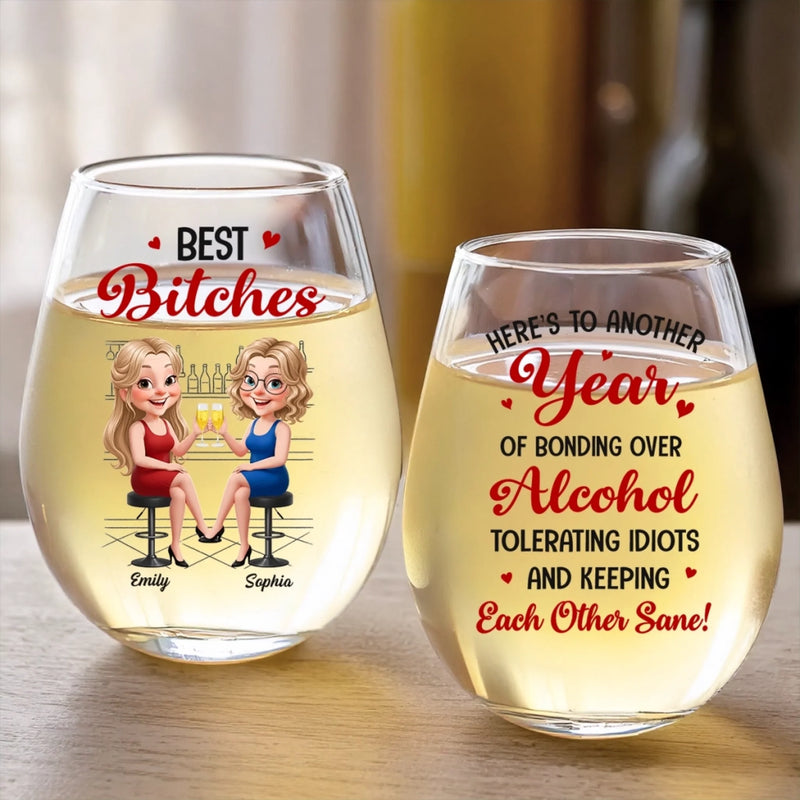 Custom Wine Glass - Personalized Best Friend Birthday Gifts For Women, Besties, Sisters, BFF - Vino Vibes Only